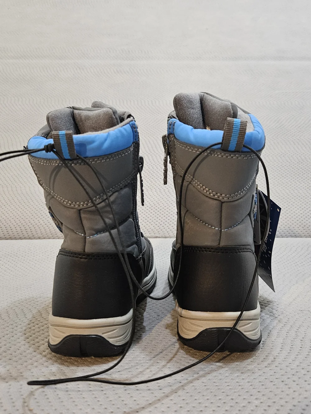 Totes Kids Waterproof Winter Boots - Gray with Blue Accents